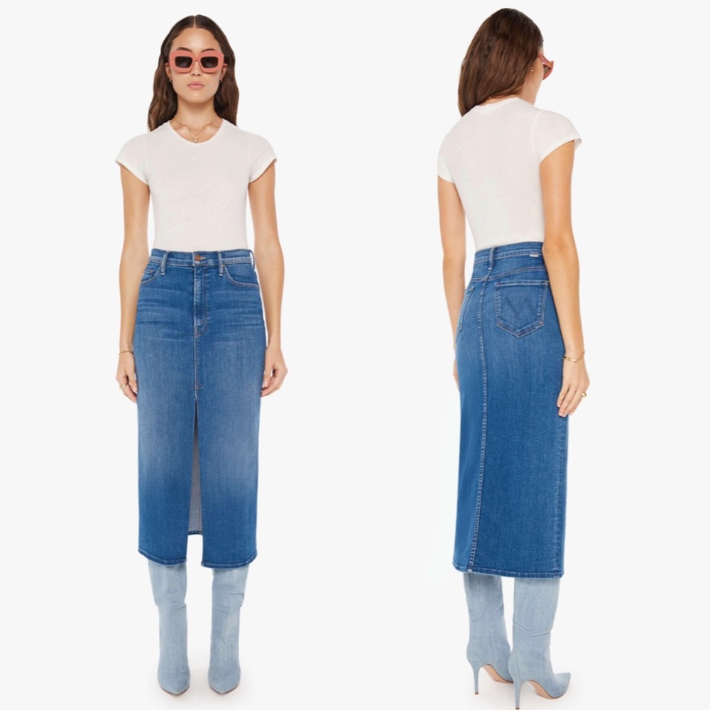 MOTHER Blue Denim Pencil Skirt